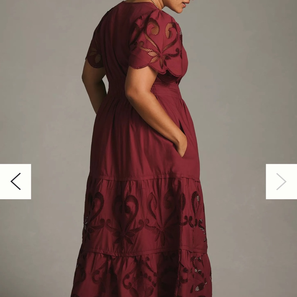 Elegant Burgundy Lace Maxi Dress Anthropologie